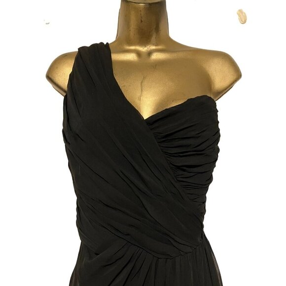 Thread One Shoulder Draped Maxi Dress 20 Formal Sheer Chiffon Mesh Goth Grunge - Picture 2 of 9